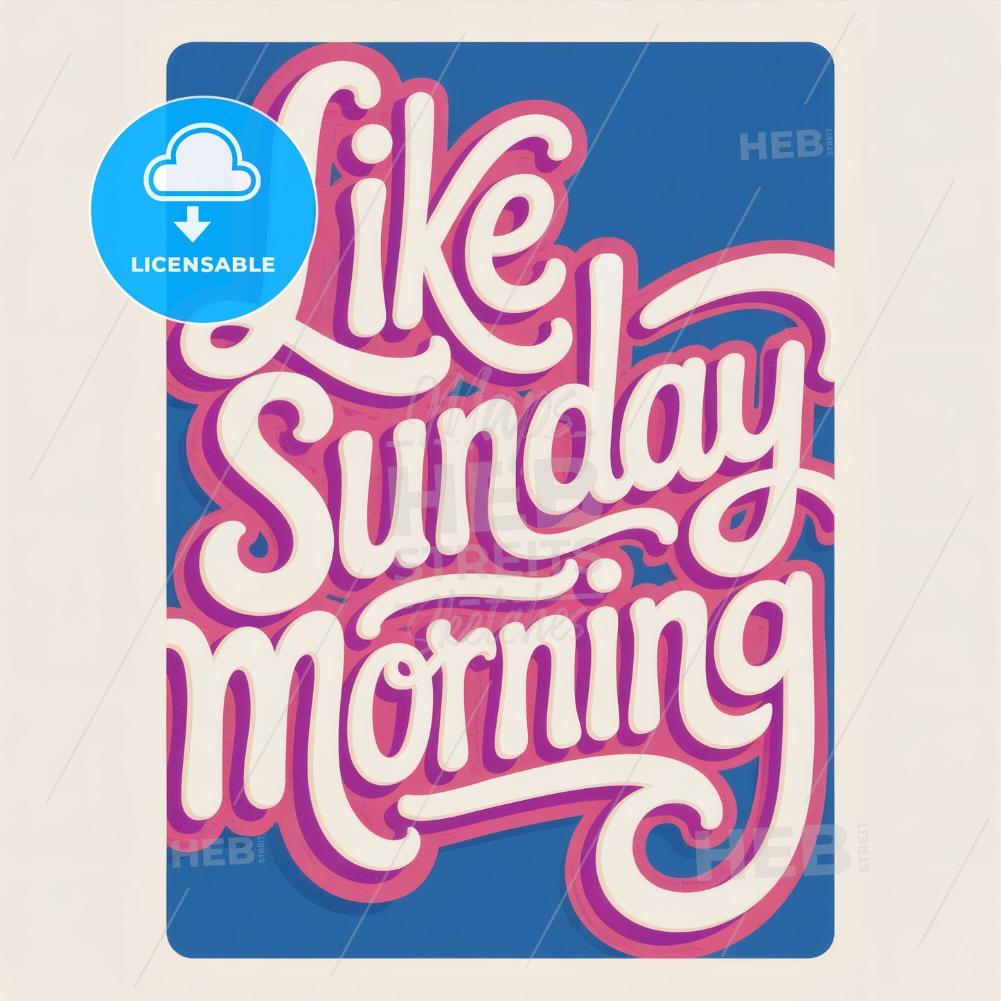 Modern Handwritten 'Like Sunday Morning' Art Print in Stylish Pink & Navy Design