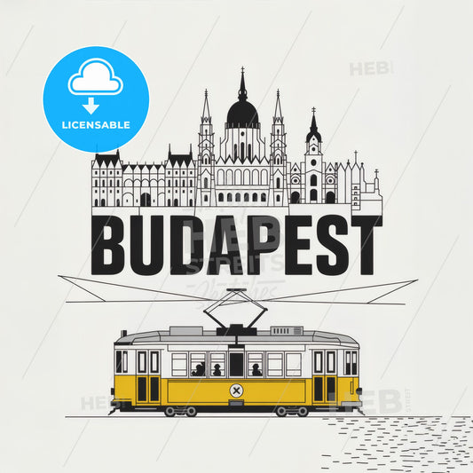 Modern Minimalist Budapest Cityscape: Bold Typography & Timeless Architecture Print