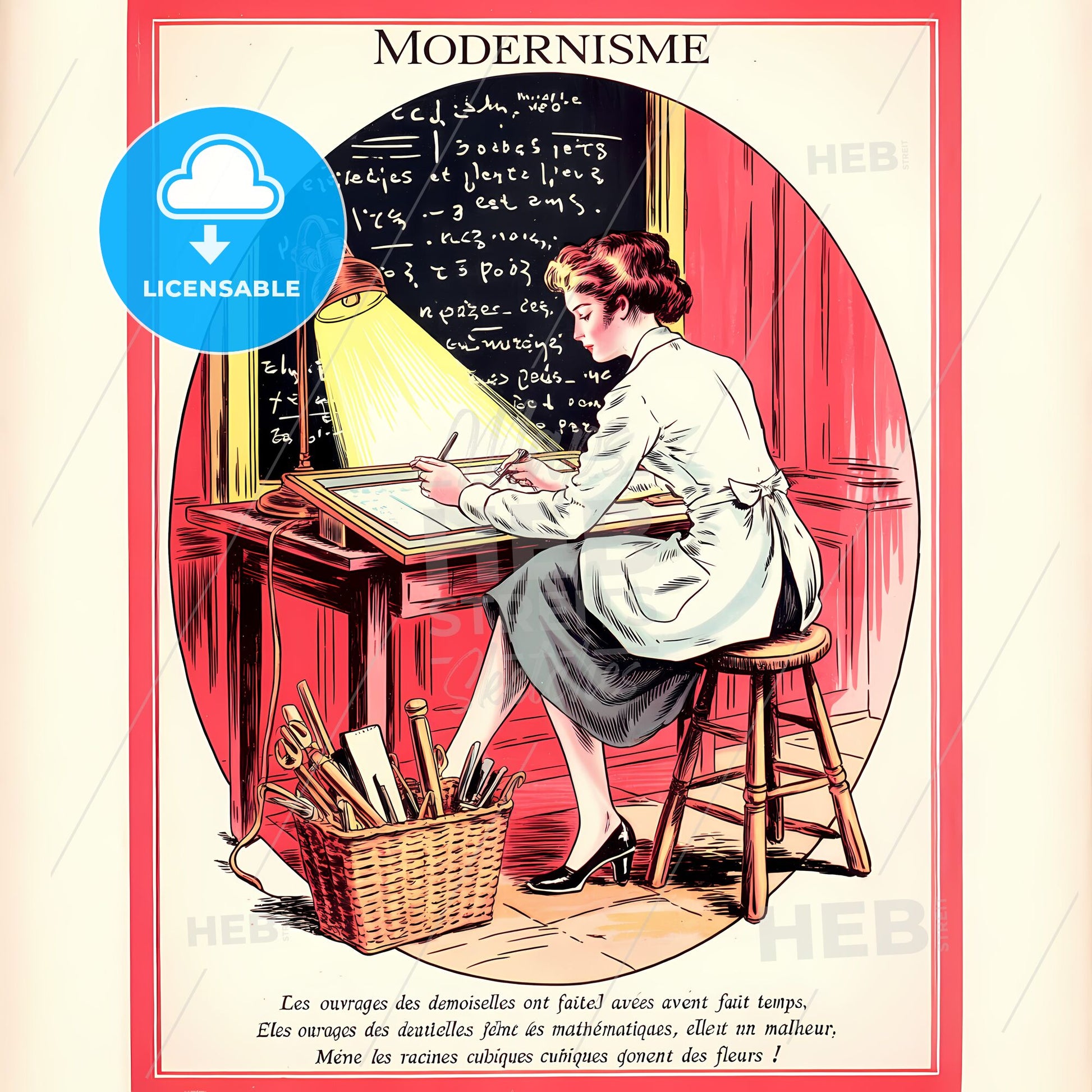 Modernist Muse: Elegant Scholar at Work in Vintage Parisian Style