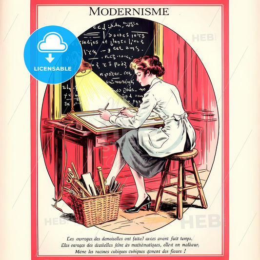 Modernist Muse: Elegant Scholar at Work in Vintage Parisian Style