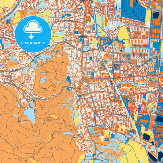 Colorful Mödling Street Map with Labels and Buildings