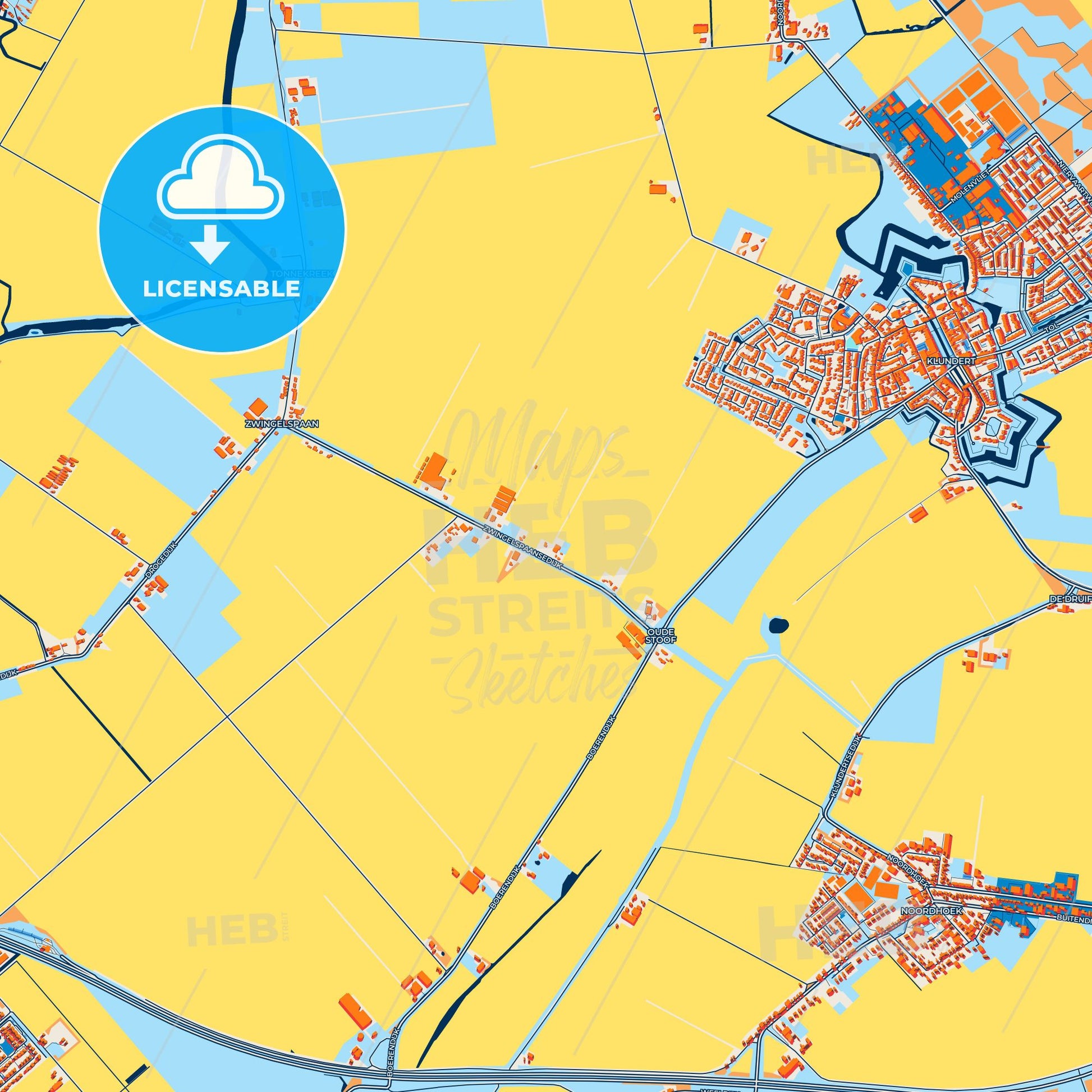 Colorful Moerdijk Street Map with Labels and Buildings