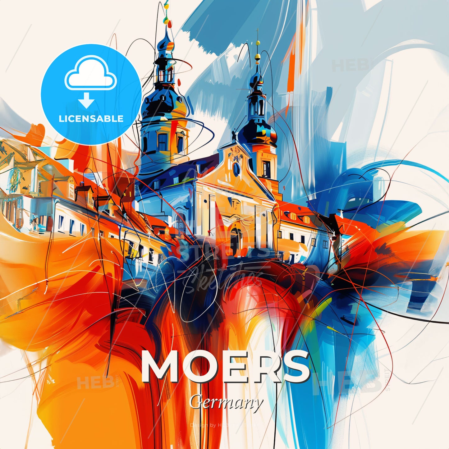 Vibrant Moers, Germany - A Painting Of A Building With Colorful Paint - Square format print template