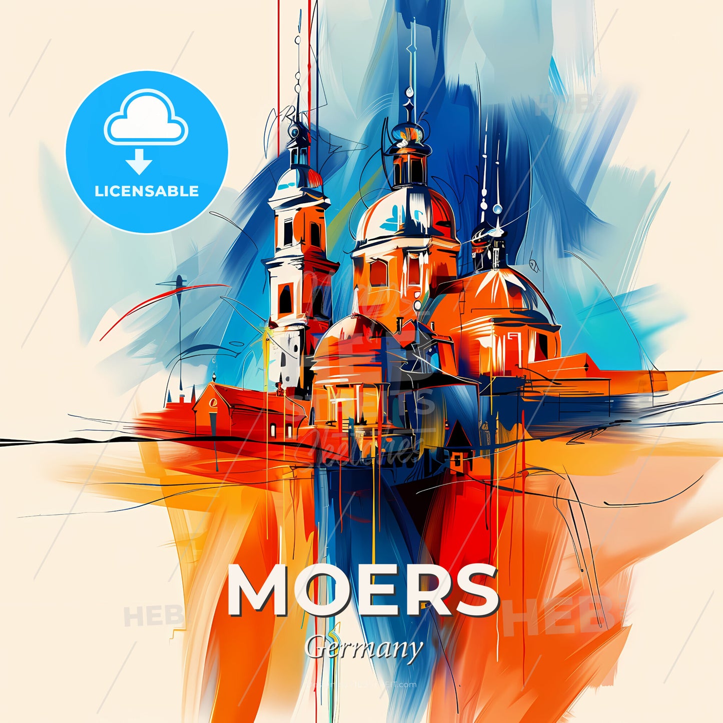 Vibrant Moers, Germany - A Painting Of A Building - Square format print template