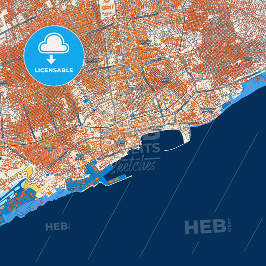 Colorful Mogadishu Street Map with Labels and Buildings