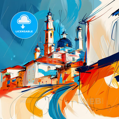 Vibrant Mogadishu, Somalia - A Painting Of A Building With Towers