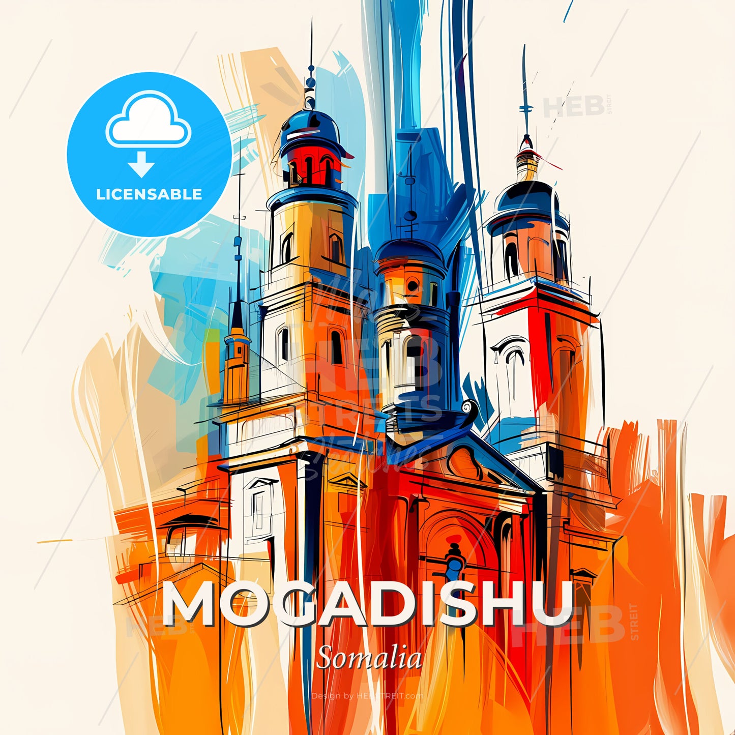 Vibrant Mogadishu, Somalia - A Painting Of A Building - Square format print template