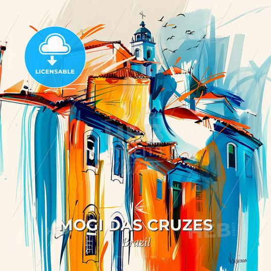 Vibrant Mogi Das Cruzes, Brazil - A Painting Of A Building - Square format print template