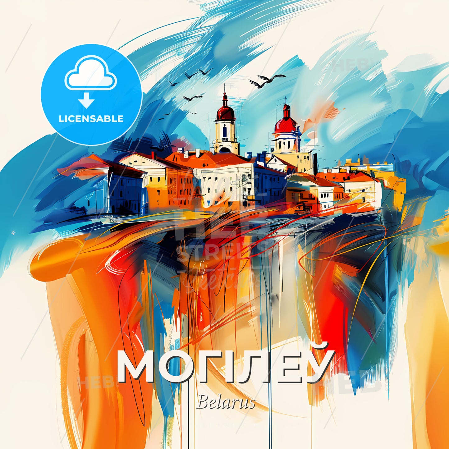 Vibrant Могілеў, Belarus - A Painting Of A City - Square format print template