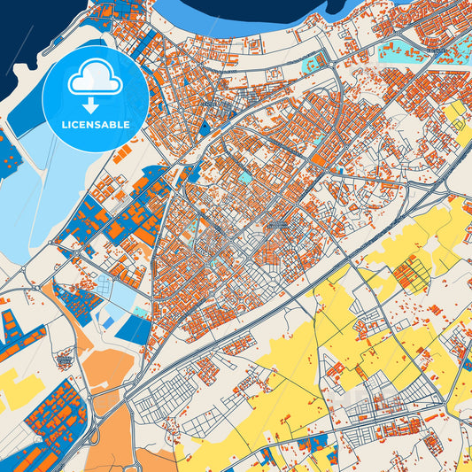 Colorful Mohammedia Street Map with Labels and Buildings