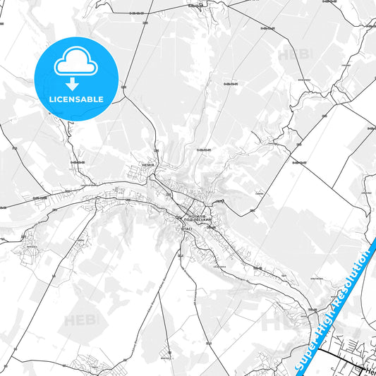 Mohyliv-Podilskyi, Ukraine light map with streetnames, citynames and districts