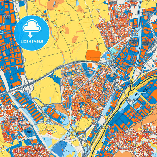 Colorful Mollet del Vallès Street Map with Labels and Buildings