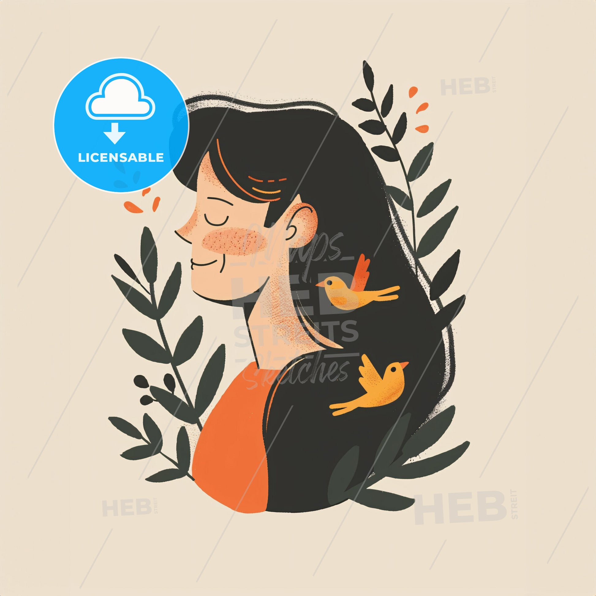 Mom Is Singing To A Baby - A Woman With Birds Around Her Neck