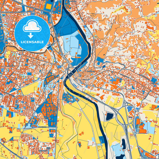 Colorful Moncalieri Street Map with Labels and Buildings