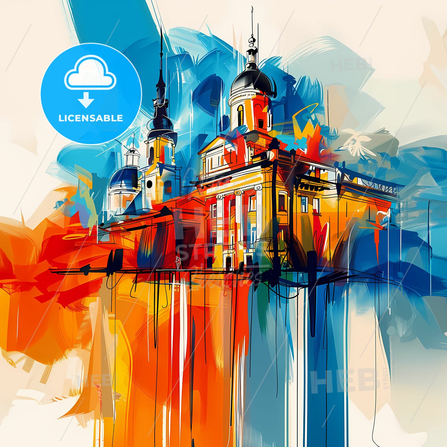 Vibrant Mönchengladbach, Germany - A Painting Of A Building With Towers