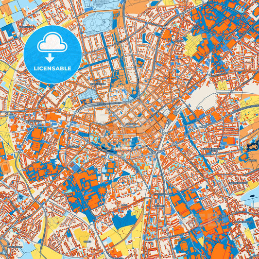Colorful Monchengladbach Street Map with Labels and Buildings