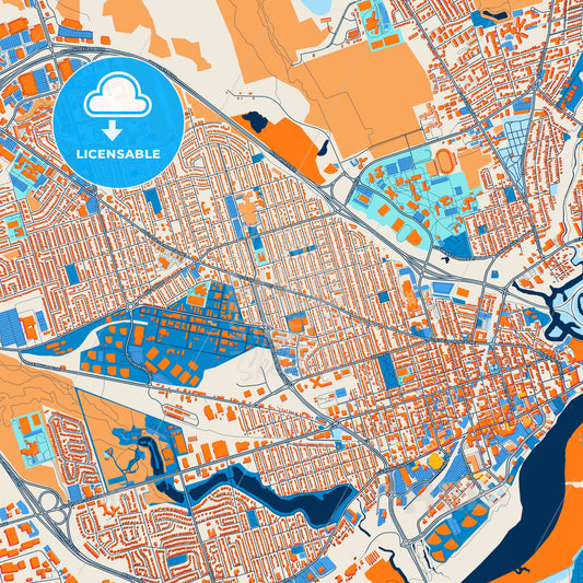 Colorful Moncton Street Map with Labels and Buildings