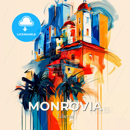 Vibrant Monrovia, Liberia - A Painting Of A City - Square format print template