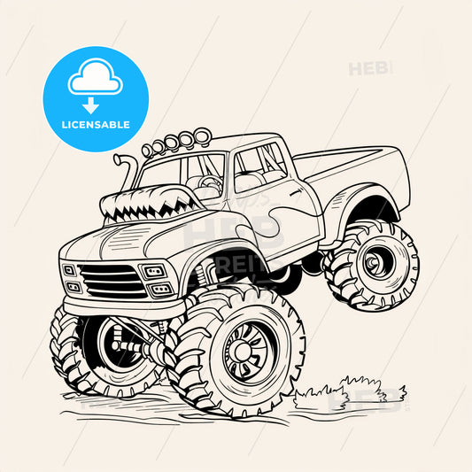 Monster Truck - A Cartoon Monster Truck With Big Tires