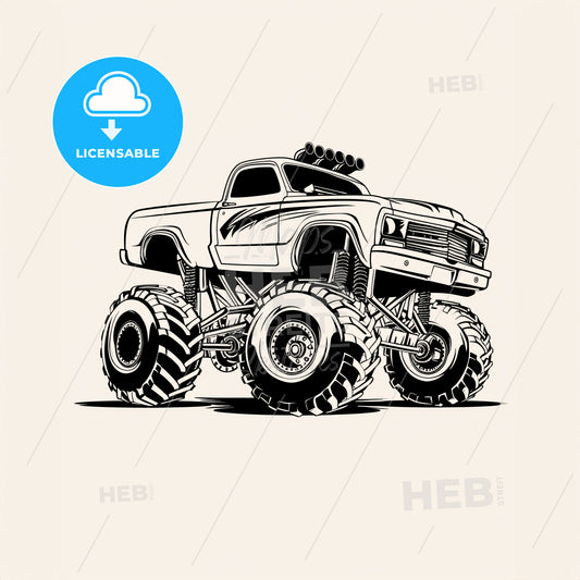 Monster Truck - A Painting Of A Skyline With A Colorful Building