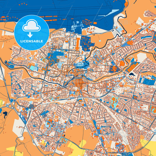 Colorful Mont-de-Marsan Street Map with Labels and Buildings