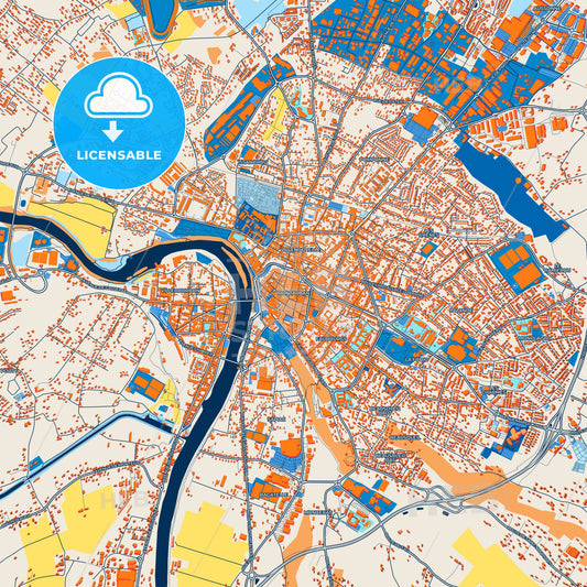 Colorful Montauban Street Map with Labels and Buildings