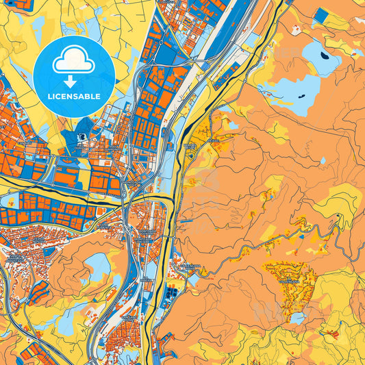 Colorful Montcada i Reixac Street Map with Labels and Buildings