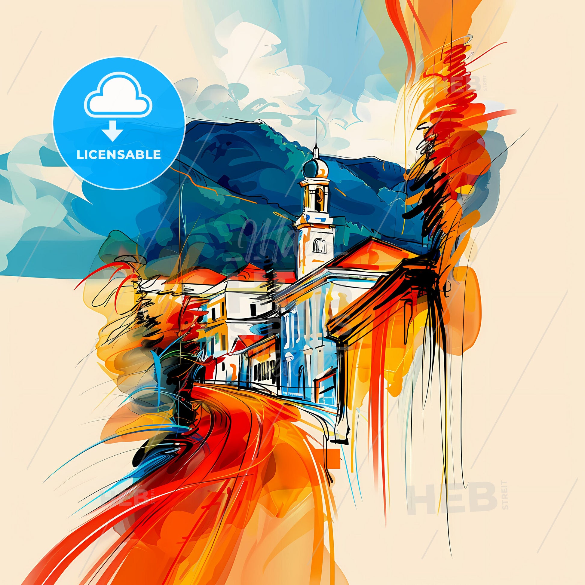 Vibrant Montego Bay, Jamaica - A Painting Of A Building