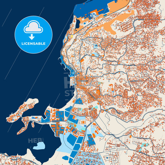 Colorful Montego Bay Street Map with Labels and Buildings