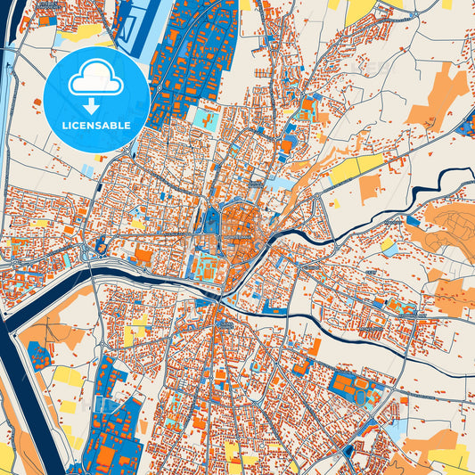 Colorful Montélimar Street Map with Labels and Buildings