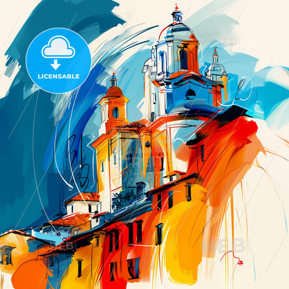 Vibrant Monteria, Colombia - A Painting Of A Building