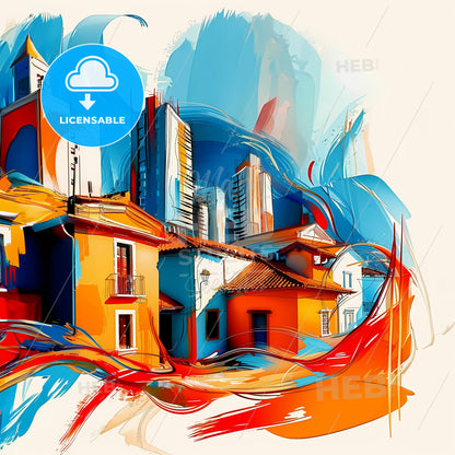 Vibrant Monterrey, Mexico - A Colorful Buildings With A Blue And Orange Background