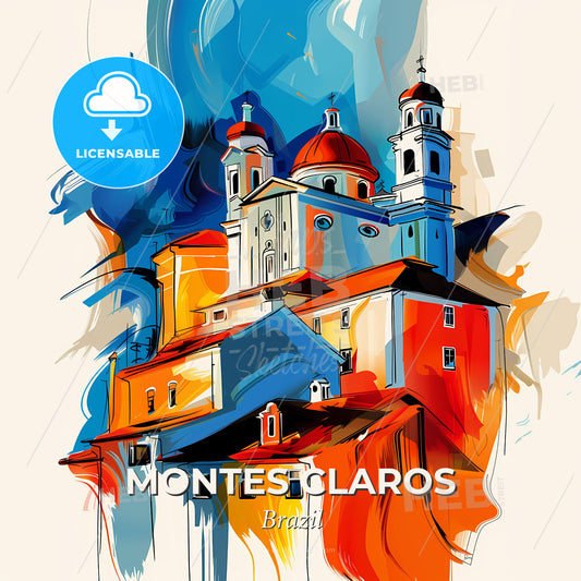 Vibrant Montes Claros, Brazil - A Painting Of A Building - Square format print template