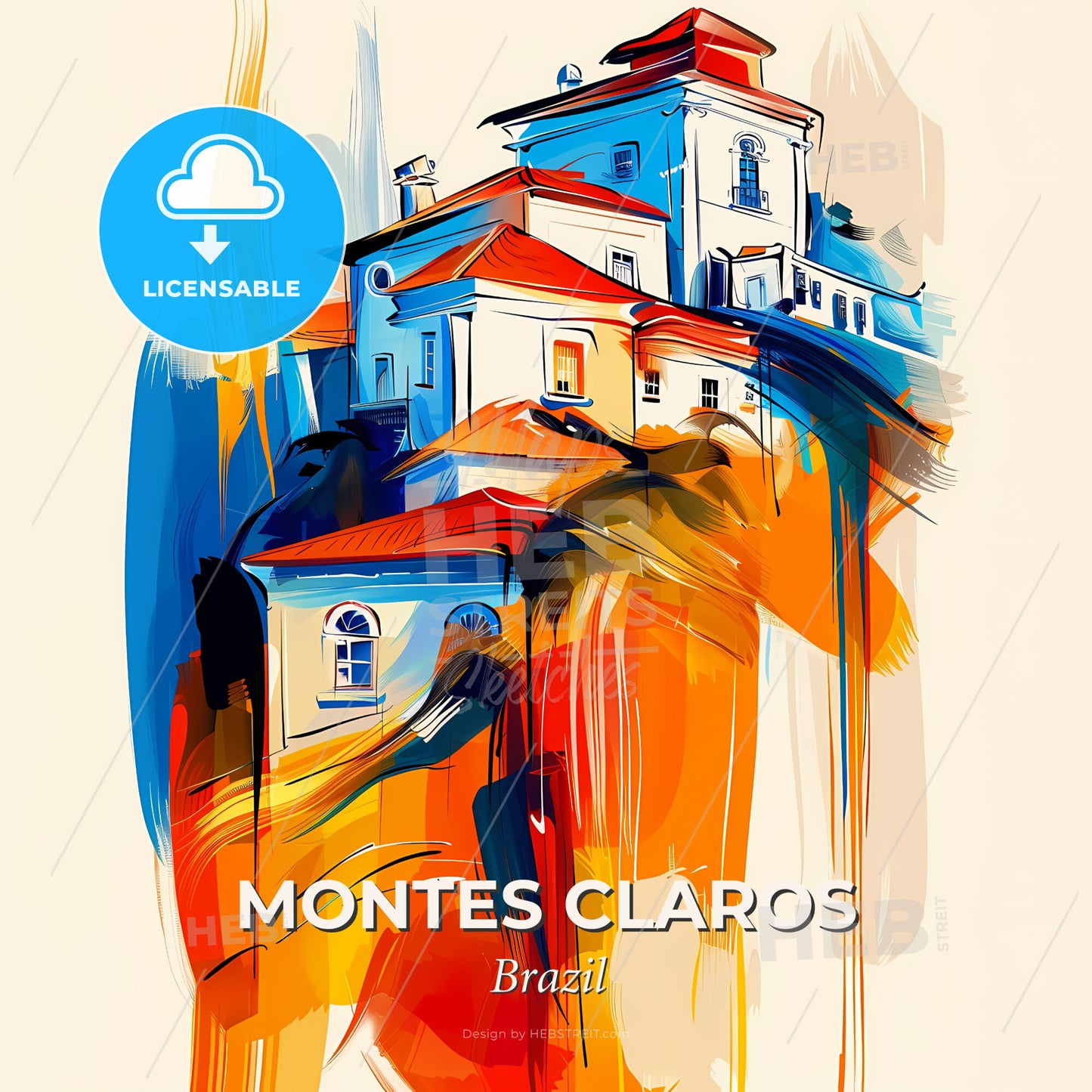 Vibrant Montes Claros, Brazil - A Painting Of A Building - Square format print template