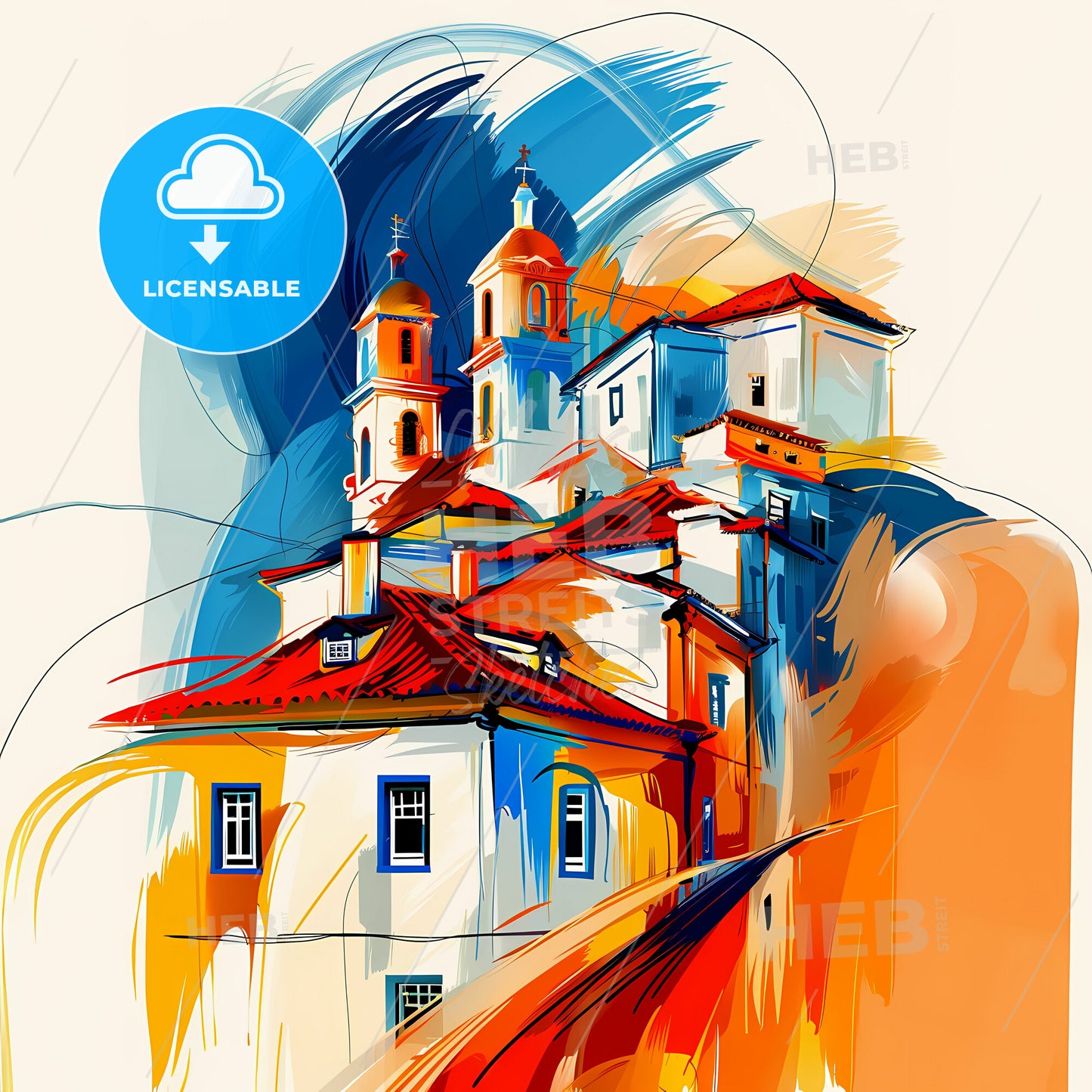 Vibrant Montes Claros, Brazil - A Painting Of A Building With A Steeple