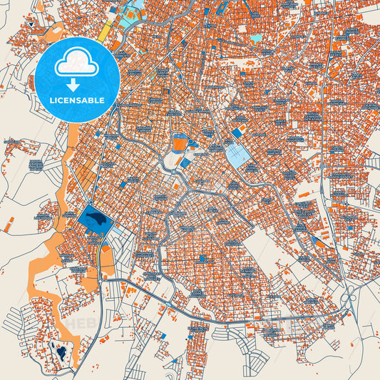 Colorful Montes Claros Street Map with Labels and Buildings