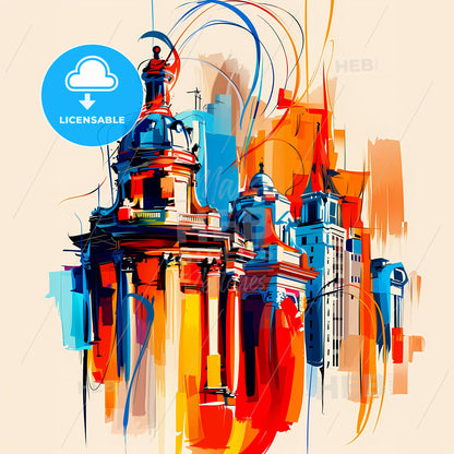 Vibrant Montevideo, Uruguay - A Painting Of A Building