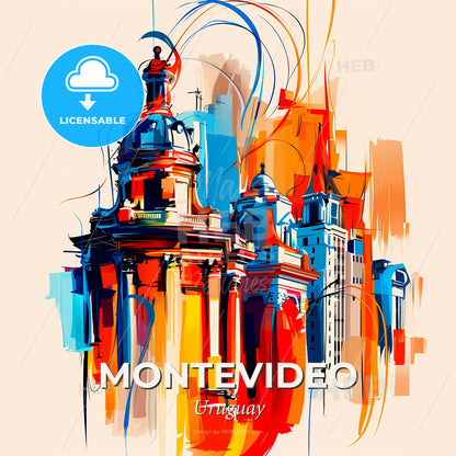 Vibrant Montevideo, Uruguay - A Painting Of A Building - Square format print template