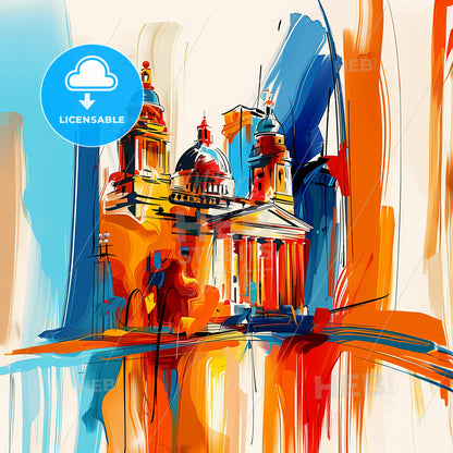 Vibrant Montgomery, Alabama - A Painting Of A Building With Columns And Domes