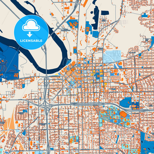 Colorful Montgomery Street Map with Labels and Buildings