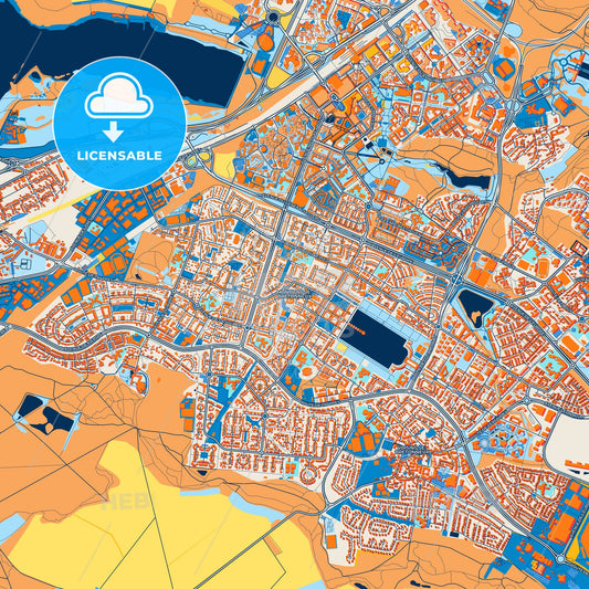 Colorful Montigny-le-Bretonneux Street Map with Labels and Buildings
