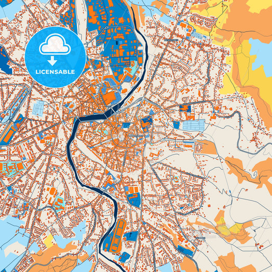 Colorful Montluçon Street Map with Labels and Buildings