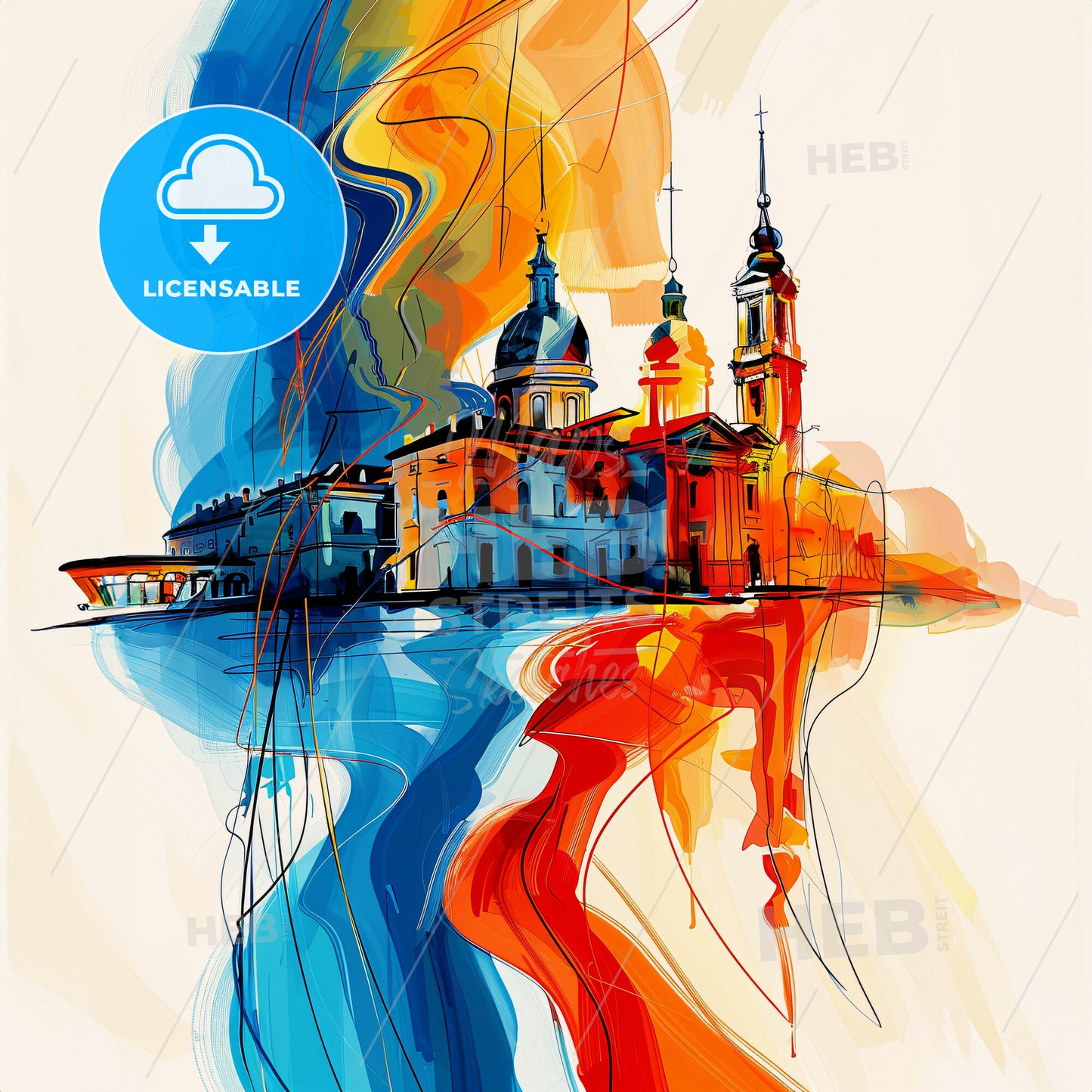 Vibrant Monza, Italy - A Painting Of A Building With Colorful Paint