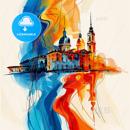 Vibrant Monza, Italy - A Painting Of A Building With Colorful Paint