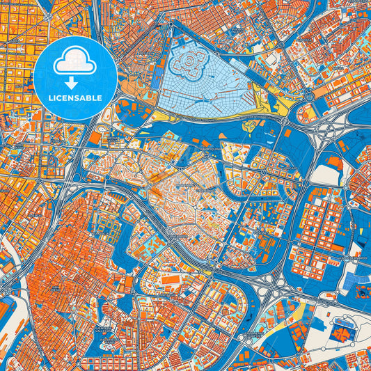 Colorful Moratalaz Street Map with Labels and Buildings