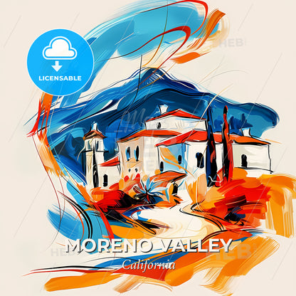 Vibrant Moreno Valley, California - A Painting Of A House - Square format print template