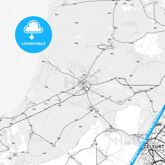 Mórfou  , Cyprus light map with streetnames, citynames and districts