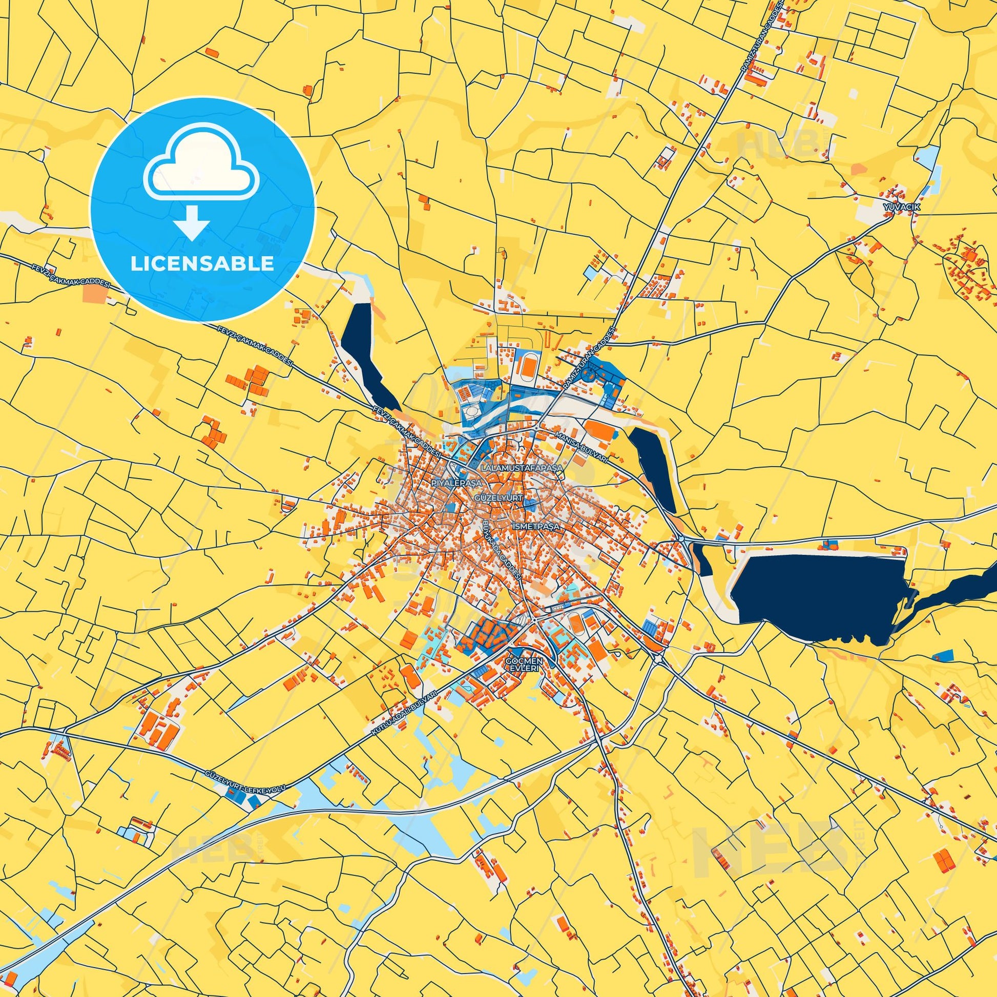 Colorful Mórfou   Street Map with Labels and Buildings