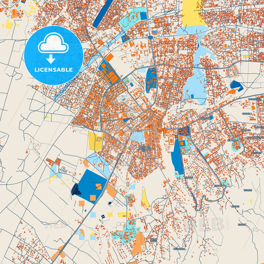 Colorful Morogoro Street Map with Labels and Buildings