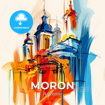 Vibrant Moron, Argentina - A Painting Of A Building With Towers And Spires - Square format print template